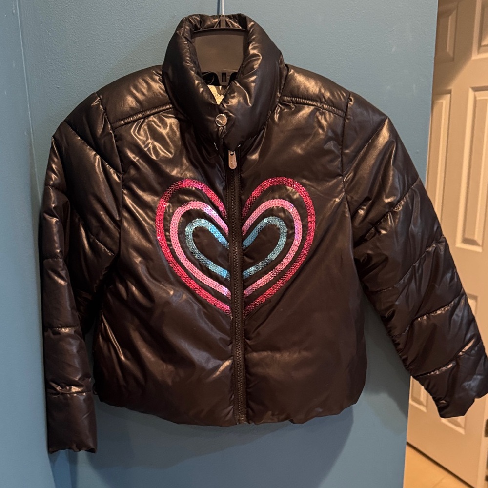 Peek Black Puffer Jacket with Heart Design